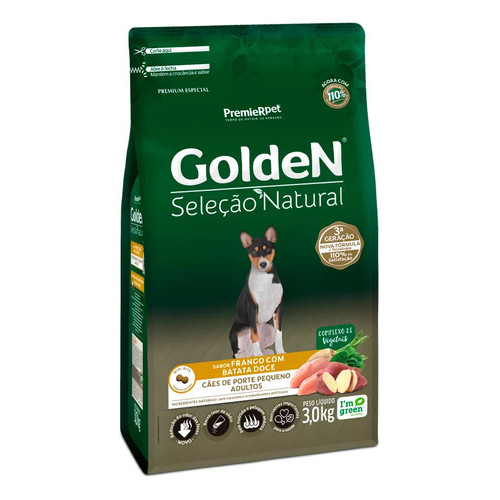 Ração Golden Sel Natural Cão Ad. Peq Frango Batata Doce 3kg em Oferta na Shopee