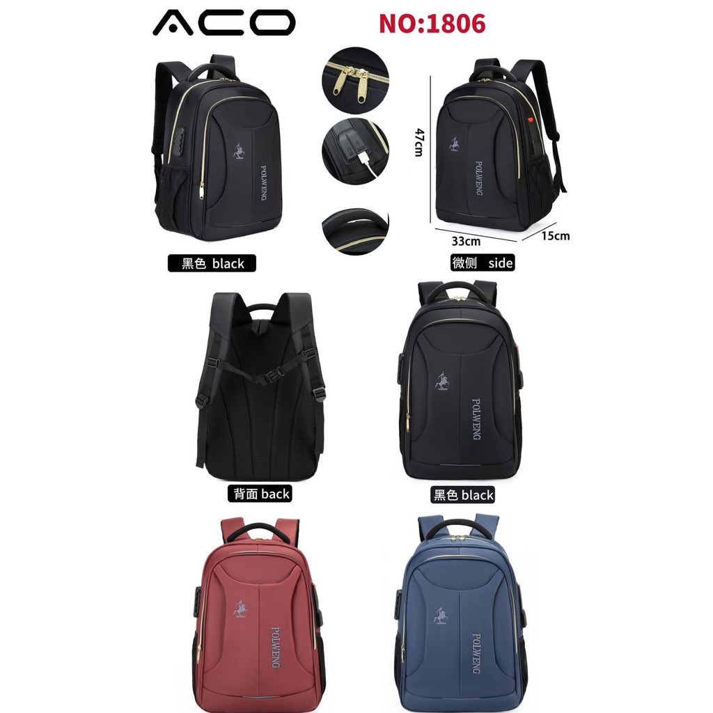 Mochila Bolsa Masculina Feminina Semi Impermeável Notebook Reforçada Resistente Antifurto Cadeado Saída USB （NO ：1806）