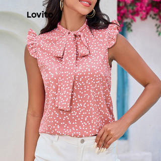 Lovito Blusa elegante com laço frontal em formato de coração para mulheres LBL18563 em Oferta na Shopee