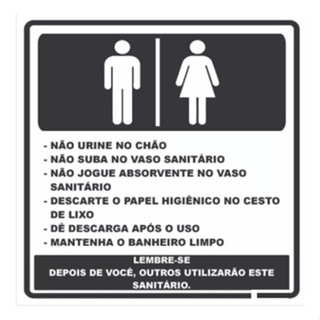 Placa Sinalização Higiene Regras Utilização Banheiro Unissex em Oferta na Shopee