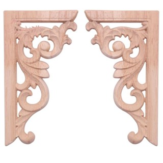 2 Peças Esquerda + Direita (Cada 1 Peça) Vintage Madeira Esculpida Canto Onlay Móveis Decoração De Parede Aplique De Mol em Oferta na Shopee