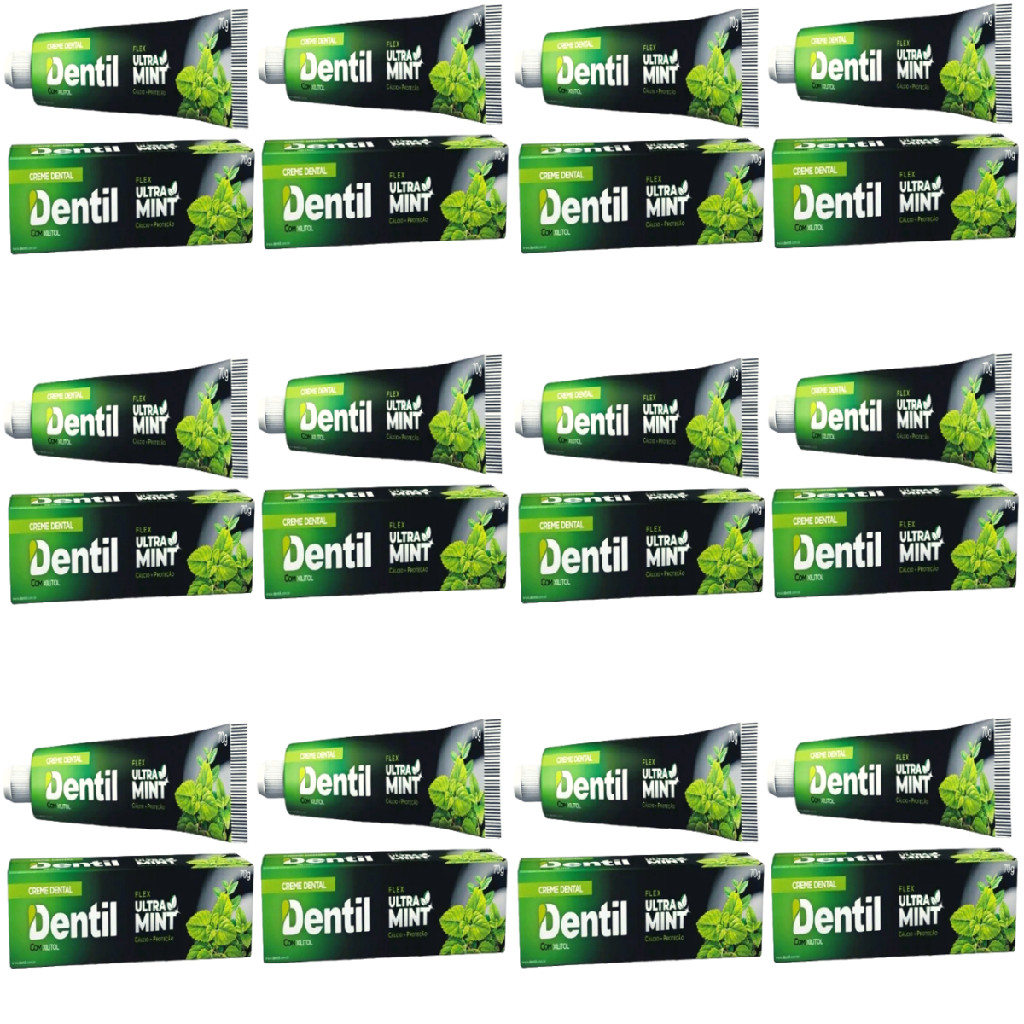 12 Creme Dental Dentil Ultra Mint Sem Flúor Com Xilitol em Oferta na Shopee