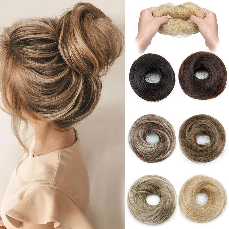 Coques De Cabelo Bagunçados Sintéticos Updo Chignon Com Extensão Elástico Para Mulheres Acessórios Preguiçosos Diários