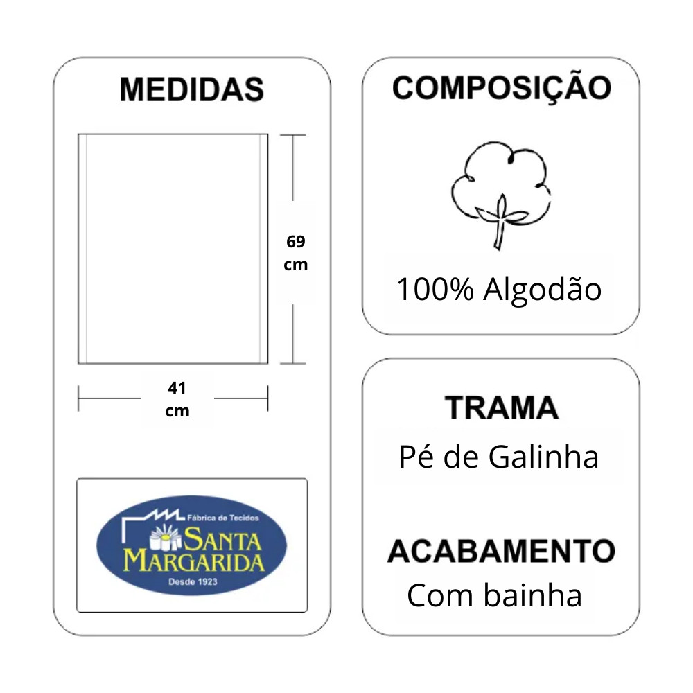 Detalhes do 20 PANOS De Prato PP24  SANTA MARGRIDA Liso Com Bainha Branco Legitimo 100% Algodão