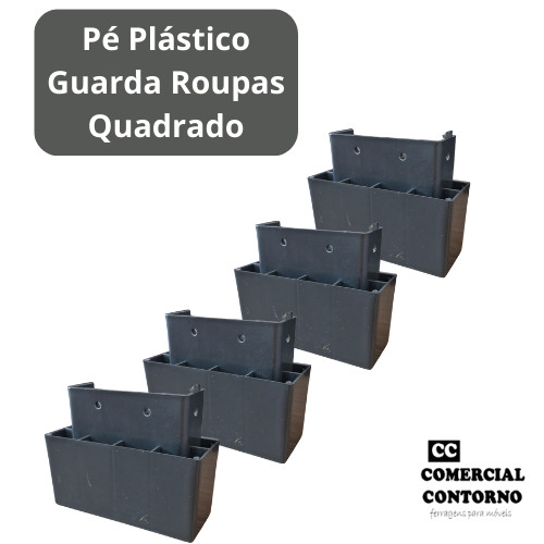 Pé de Guarda-Roupa Quadrado 5cm Preto – Kit com 4, 6 ou 8 Unidades + Parafusos