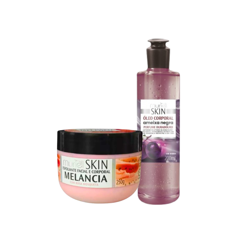 Óleo Corporal Ameixa Negra + Esfoliante Corporal Melancia Muriel Skin