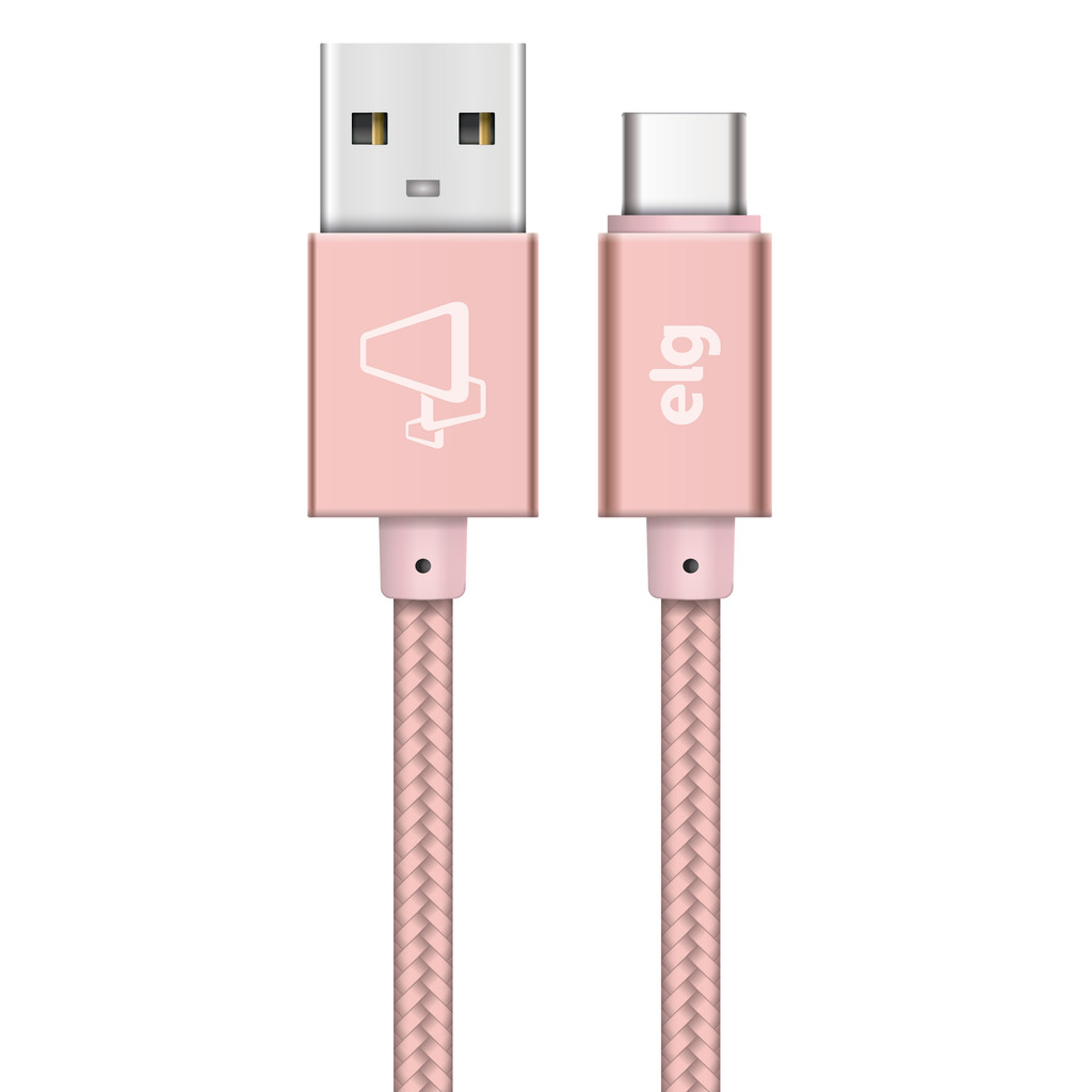 Cabo USB Tipo-C, Carga Rápida 15W 3A, Nylon Trançado, Flexível, 1 metro, Rose Gold, TC10BRG, ELG em Oferta na Shopee
