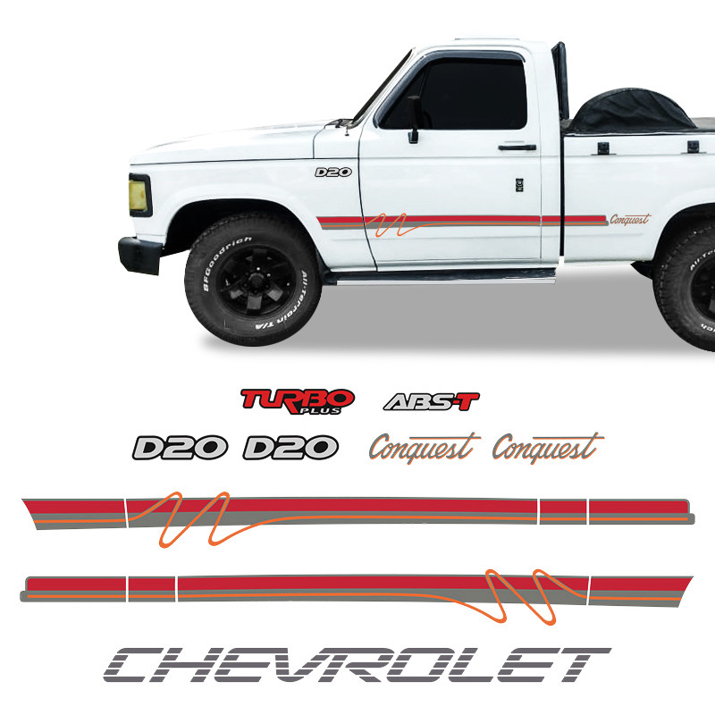Faixa D20 Conquest 1996 Emblemas + Adesivo Chevrolet Grafite em Oferta na Shopee