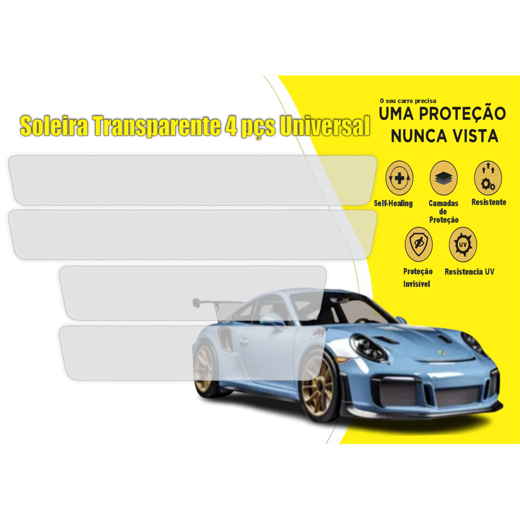 Kit Soleira Automotiva Universal 4 Portas Anti Arranhões Pelicula Transparente