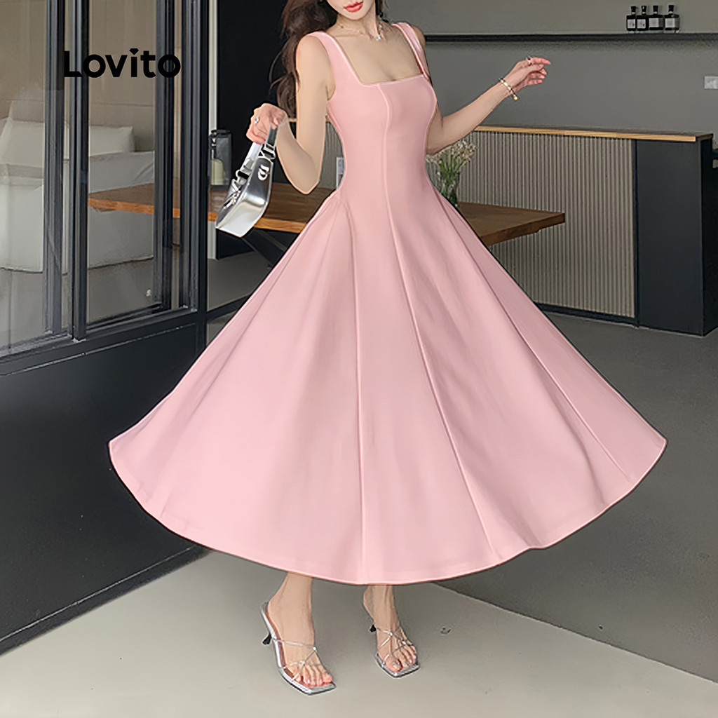 (Trendy) Lovito Vestido Casual Franzido De Verão/Primavera Para Mulheres L129ED126 - Women Clothes