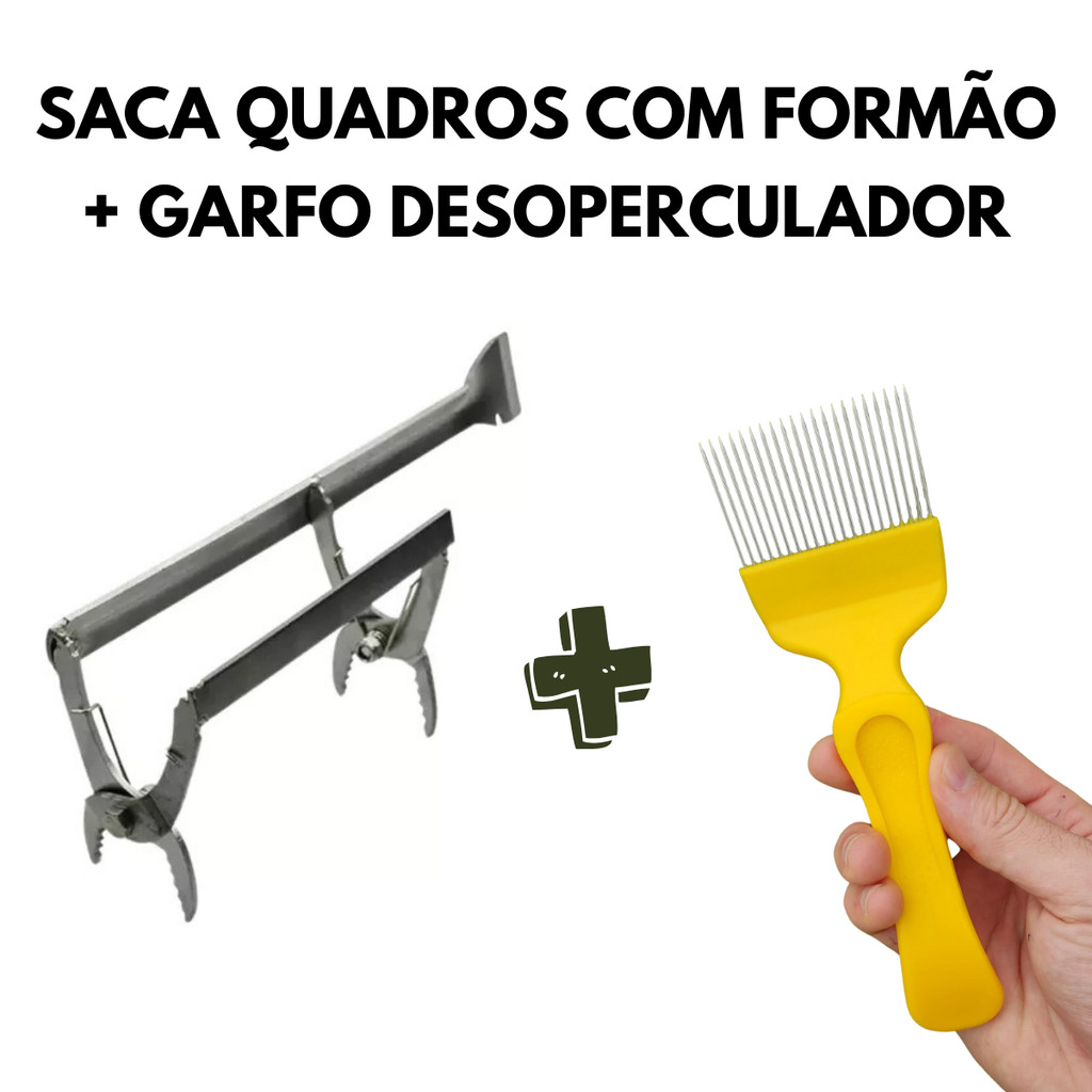 Saca Quadros Com Formão Pegador Caixilhos + Garfo Desoperculador Favos Apicultura Abelha Colmeia