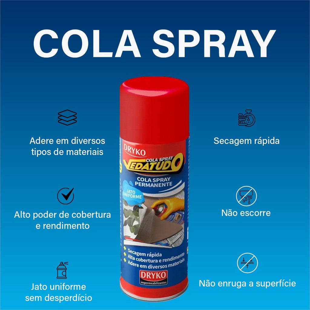 Cola Spray Permanente Dryko Cola Spray Madeira Tecidos Cola Sapatos Cola Instantanea Spray Tecidos em Oferta na Shopee