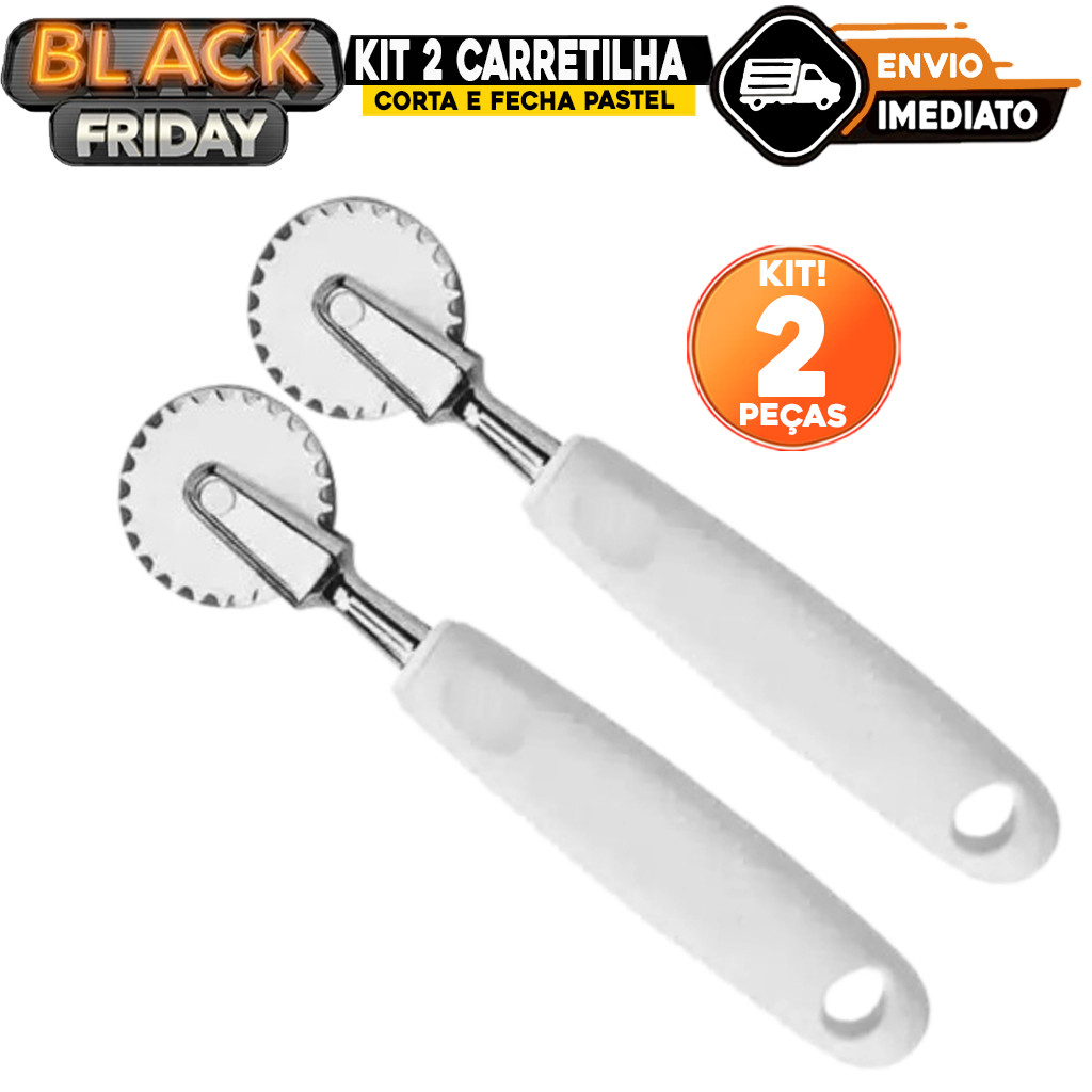 Kit 2 Carretilha Corta e Fecha Pastel Cortador Fechador De Massas