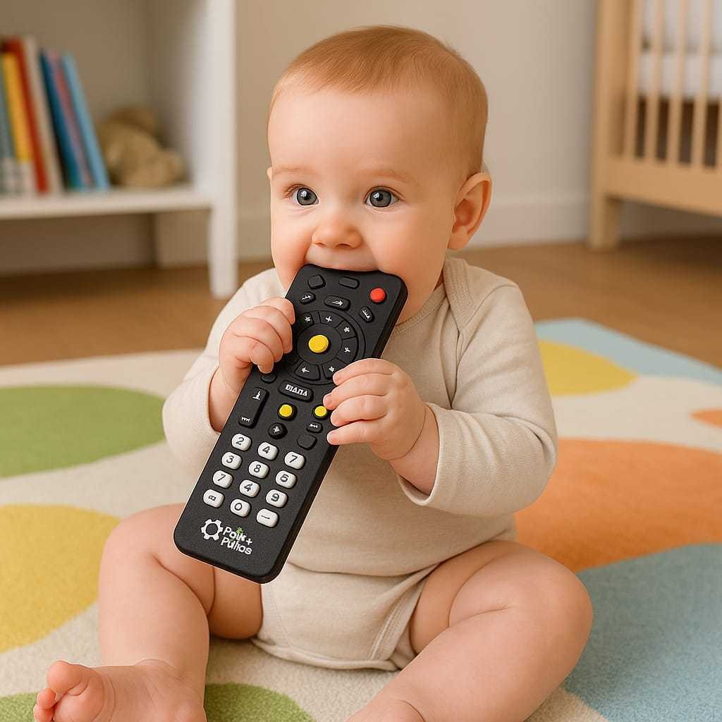 Controle Remoto Mordedor Preto para Bebê com Cheiro de Tutti Frutti