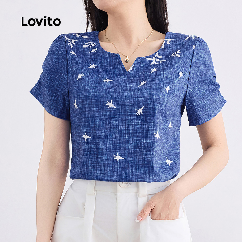 Lovito Blusa Casual com estampa geométrica para mulheres L132ED044