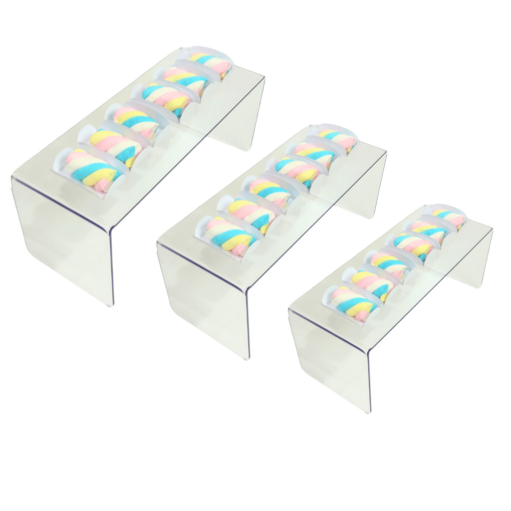 Kit 3 Plataforma de Doces Torta Expositora Decoração Vitrines nichos estantes Elevação U em Oferta na Shopee