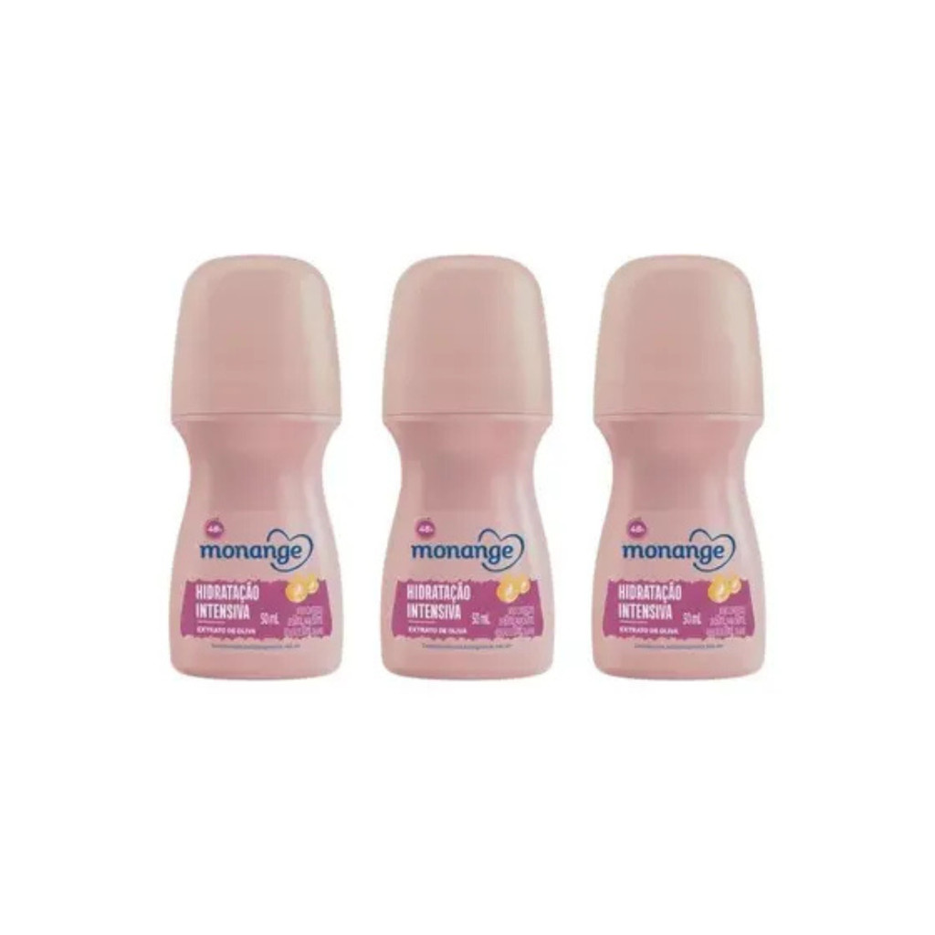 Kit 3 Desodorantes Rollon Hidratação Intensiva Monange - 50ml em Oferta na Shopee
