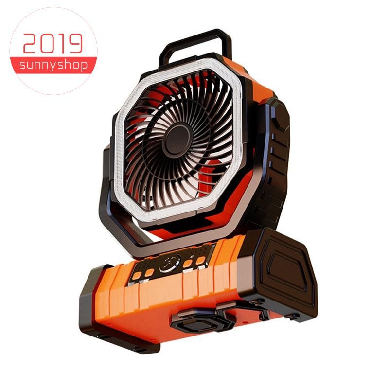 Ventilador De Acampamento Ao Ar Livre Com Luz , 20000mAh Recarregável , Alta Capacidade , Longa Duração Para Pesca E Cam