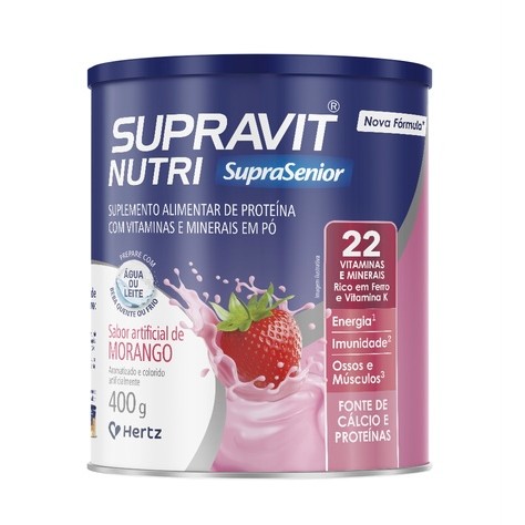 Supravit Nutri Morango 400g - Suplemento Alimentar