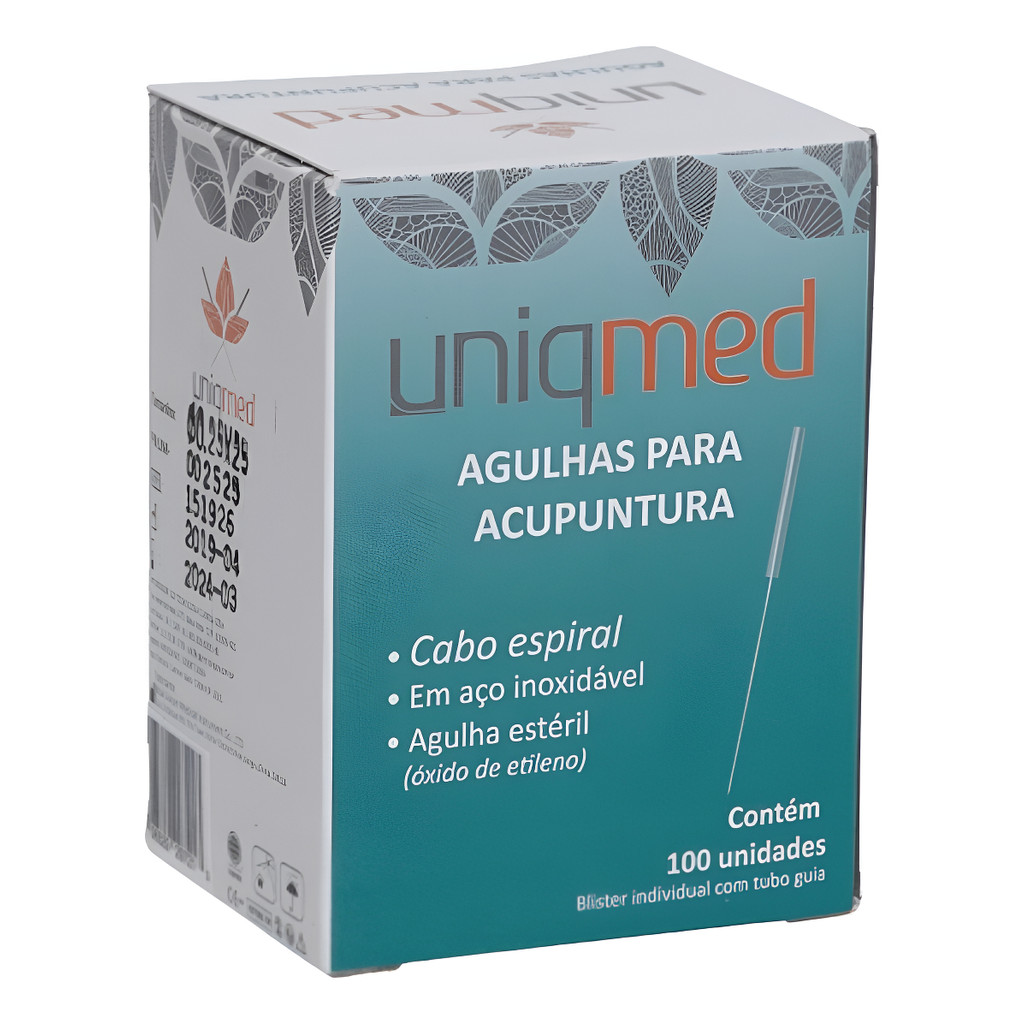 Agulha Acupuntura Aço Inoxidável 0,25X25MM 100 UN Uniqmed