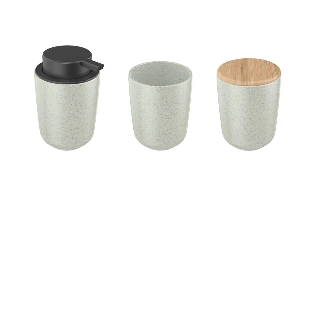 Kit para banheiro Ou 3 peças Linha Osaka - Branco Marmorizado - Home & Living