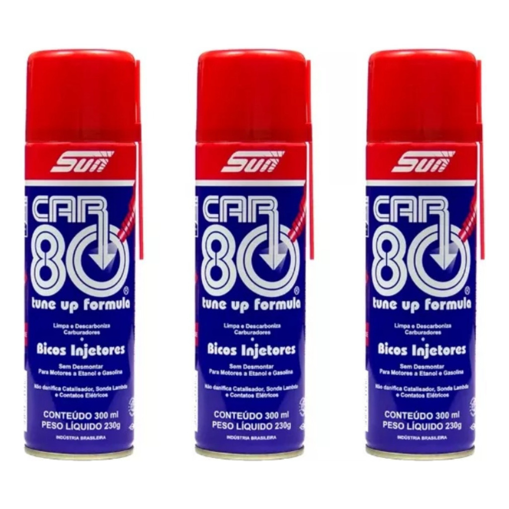 Kit 3 Descarbonizante Car 80 Spray 300ml - Econômico Limpeza TBI Motor Manutenção em Oferta na Shopee