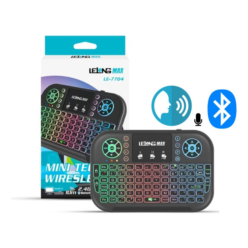Mini Teclado Led Bluetooth E Comando Inteligente De Voz