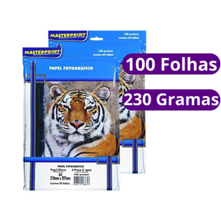 Papel Fotográfico A4 Glossy 230g Premium Brilho MasterPrint 100 folhas em Oferta na Shopee