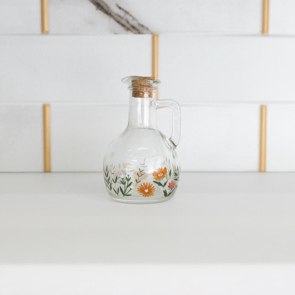 Garrafa para Azeite Lyor Flora de Vidro com Tampa 180ml - Home & Living