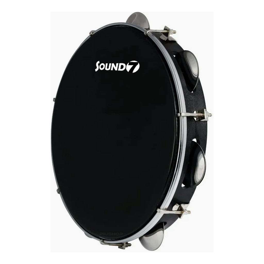 Pandeiro Profissional Phx Abs Preto 10 Pele Preta Sound7