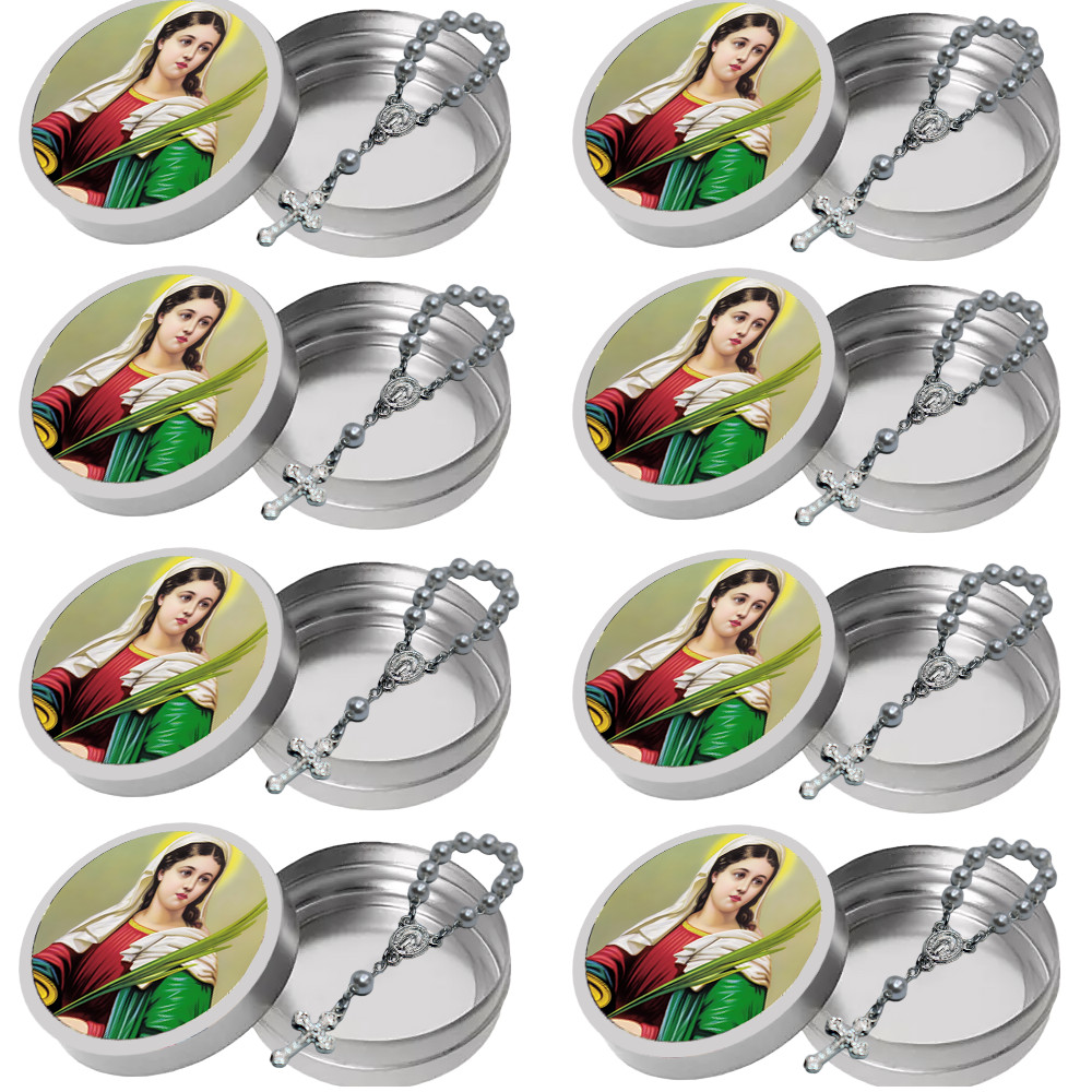 10 Latinha 10 Mini Terço Santa Luzia Lembrancinha Catolica