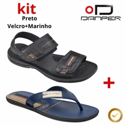 Kit 2 Pares Sandália Masculina Chinelo Danper Velcro/Premier Original Conforto