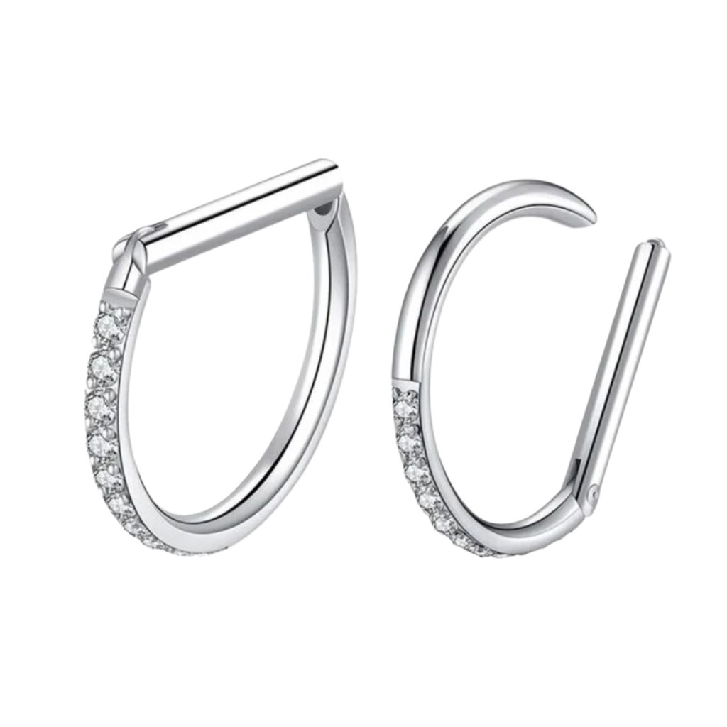 Piercing Titânio Meia Argola Clicker Cravejada em Oferta na Shopee