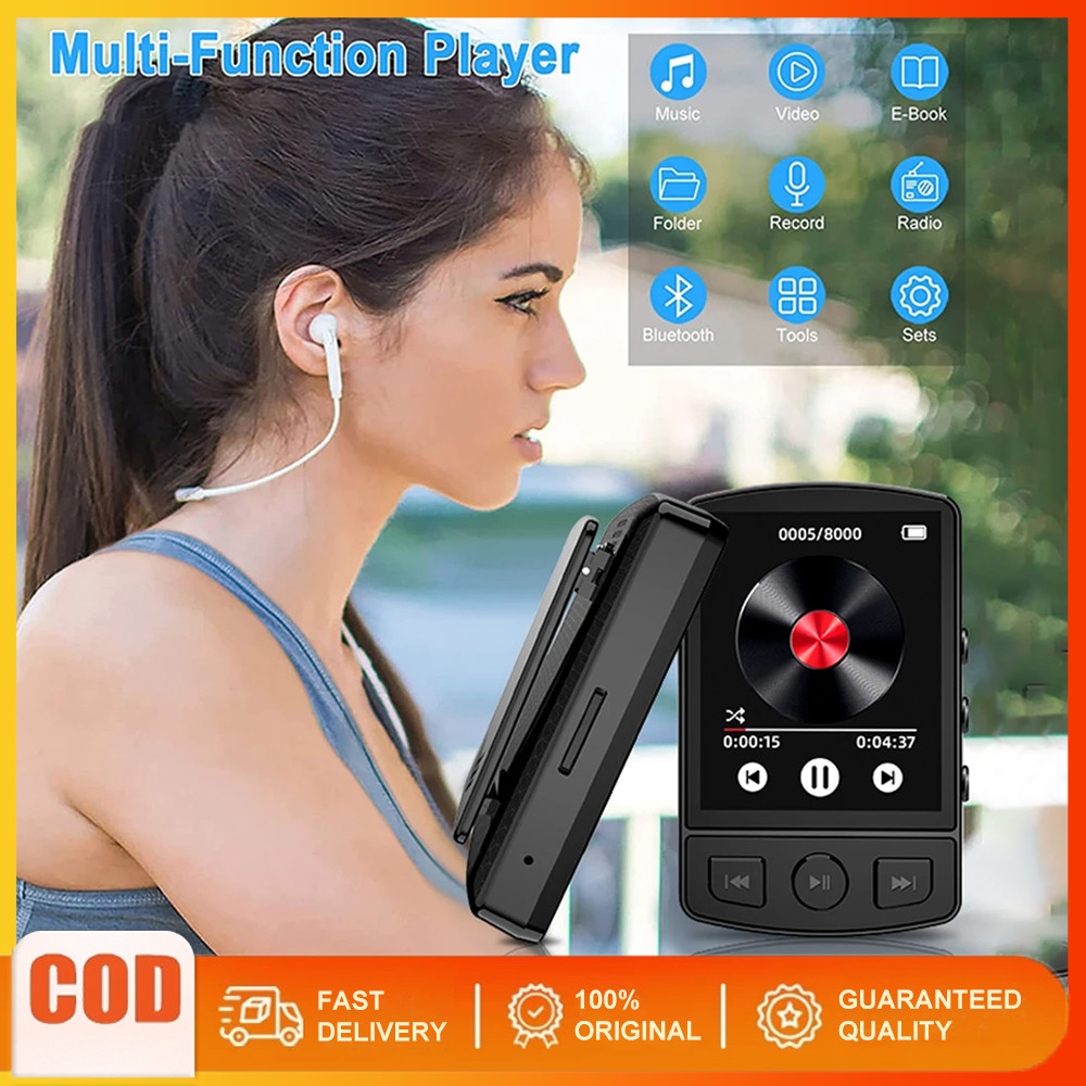 MP3 Player Portátil Esporte Clipe Walkman Som De Alta Fidelidade Bluetooth-Compatível 5.2 Estudante Tela De 1.8 Polegada