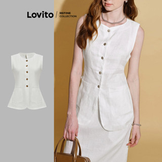 (Lovito Refine) Casual Simples Botão Regata para Mulheres L108ED384 em Oferta na Shopee