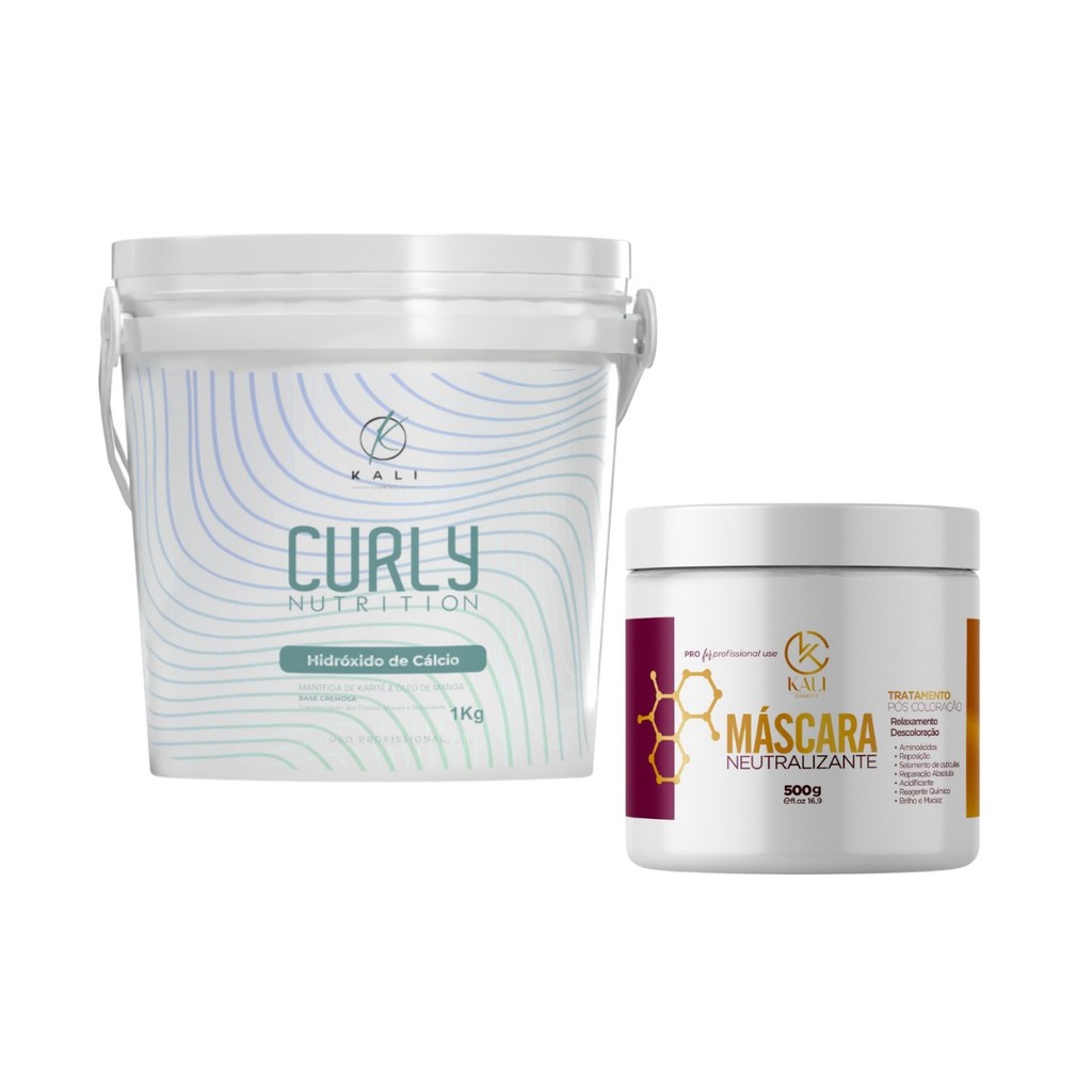 Kit Guanidina Hidróxido de Cálcio Relaxamento de Cachos 1Kg + Neutralizante 500g