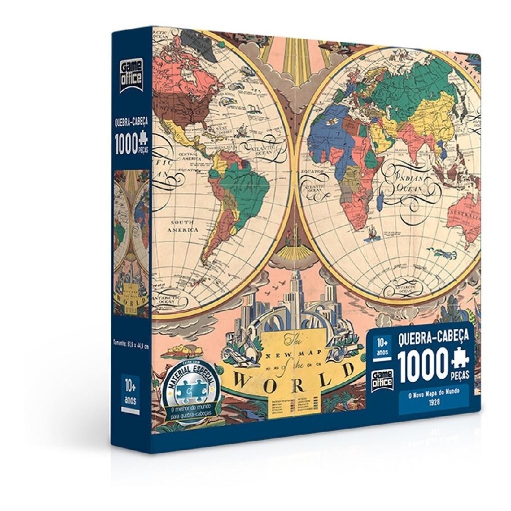 Quebra-cabeça Game Office O Novo Mapa Do Mundo 1928 2763 De 1000 Peças