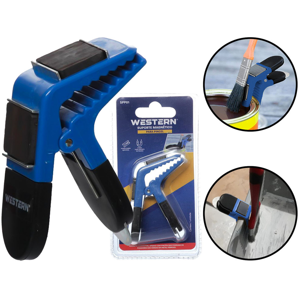 Suporte Magnético Para Latas De Tinta Pincéis Rolos Com Abridor Aço Carbono Western