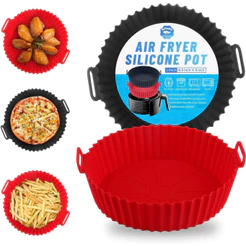 KIT Forma De Silicone Para Air Fryer Forno Microondas Fritadeira Assadeira – Reutilizável Antiaderente Flexível