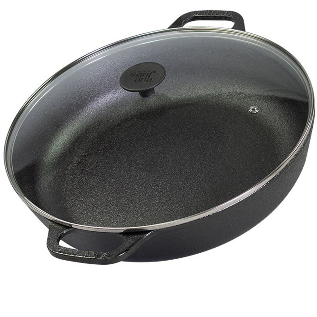 Frigideira Paella 36 cm diâmetro com Tampa de Vidro Santana em Oferta na Shopee