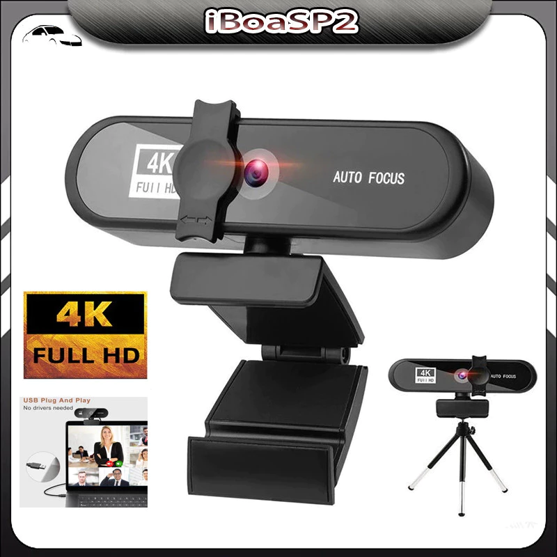 4K Webcam Mini Câmera 2K Full HD Com Microfone Autofoucus Web Para PC Computador Portátil Online