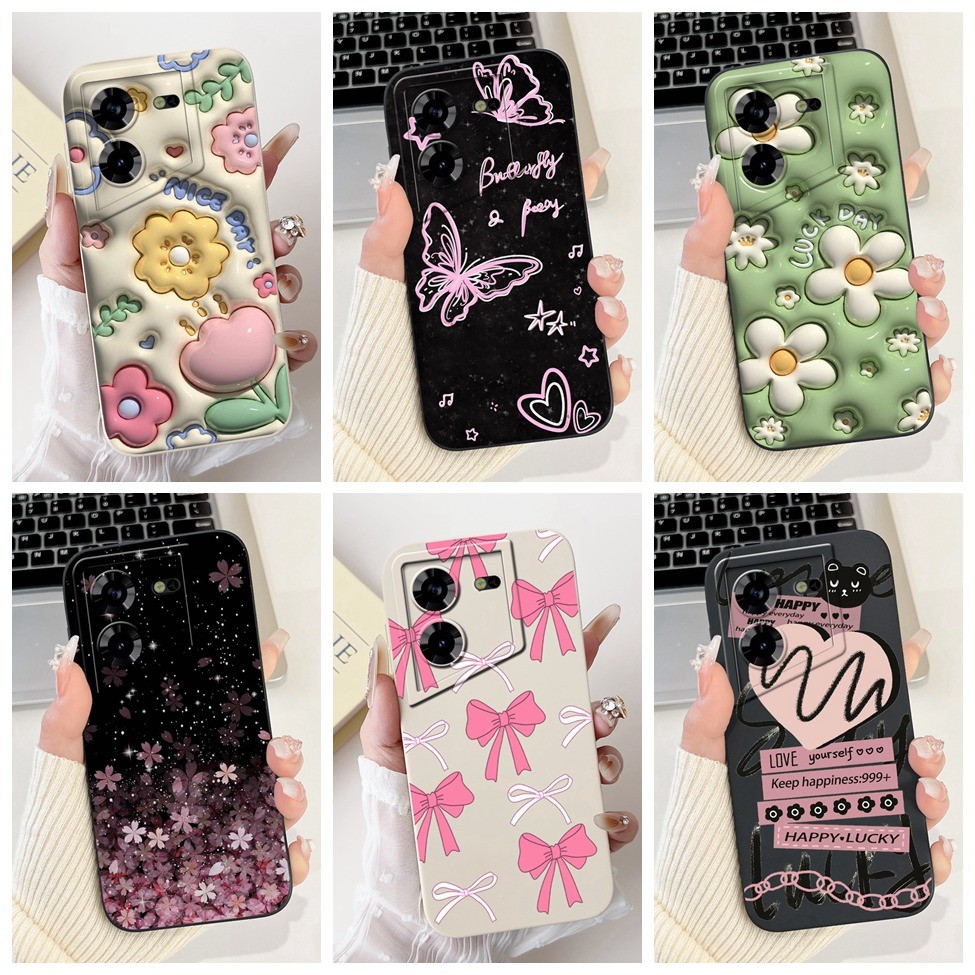 Tecno Pova 5 Case LH7n Estética Gato Bonito Moda Engraçado Silicone Capa De Telefone À Prova De Choque Techno Traseira