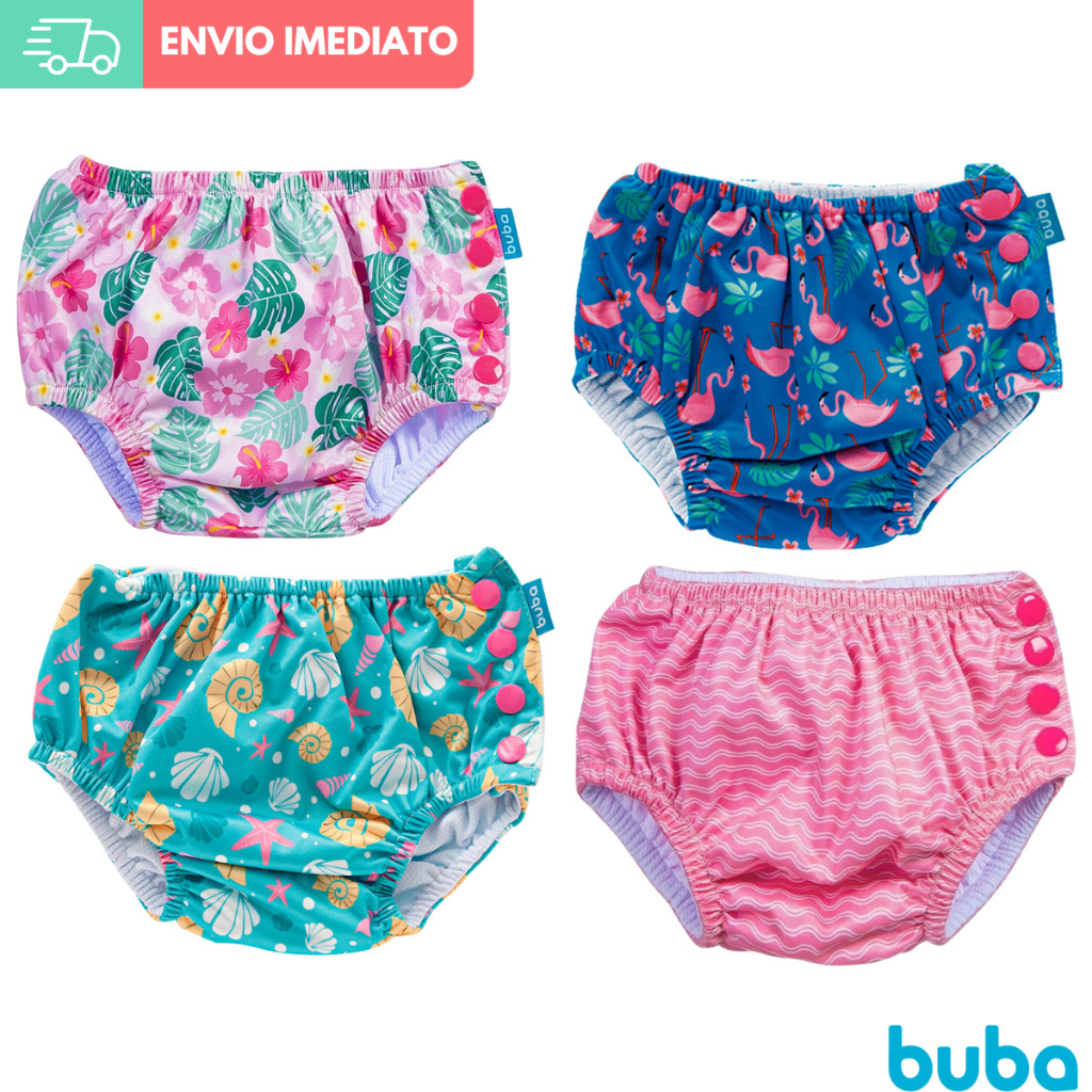 Biquíni Bebê Calcinha de Banho com Fralda Reutilizável Buba