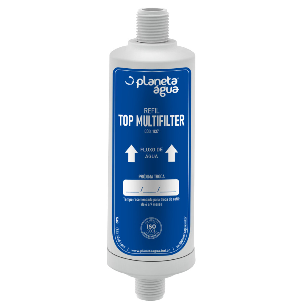 Refil Top Multifilter Planeta Agua 1137  Compatível com instalações com rosca ou engates de 1/2