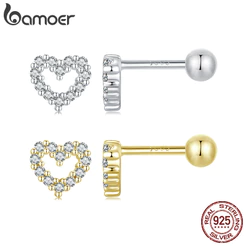 Bamoer 925 Sterling Sliver Brincos Coração Requintado Moda Joias Presentes Para Mulheres