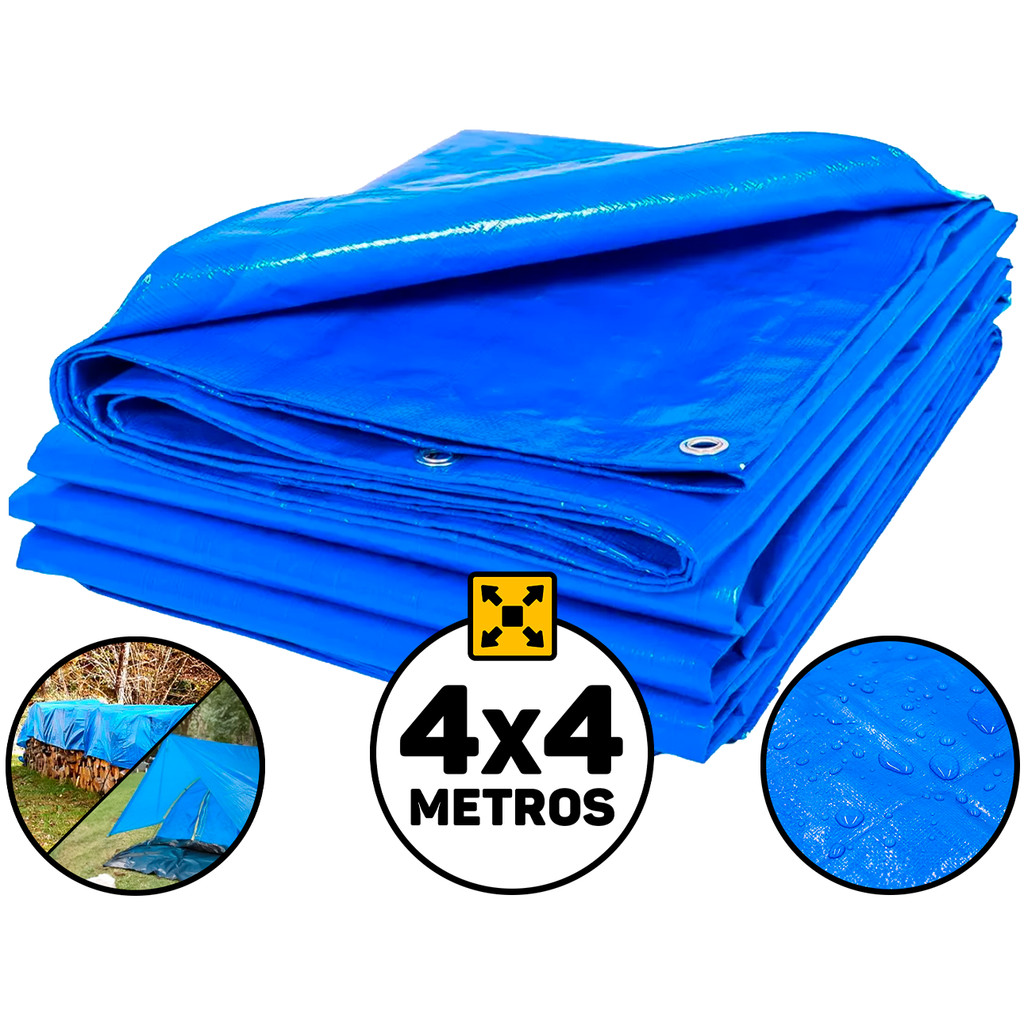 Lona Plástica Impermeável 4m x 4m Cobertura Proteção Obras Camping Piscina Uso Doméstico Multiuso Vonder