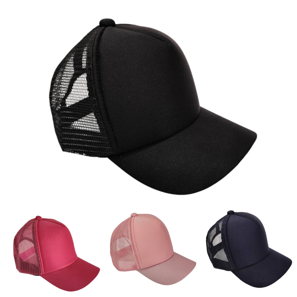 Boné Infantil Trucker Liso Tela Ajustável Aba Curva Para Criança 2 a 6 Anos Unissex Menino Menina Varias Cores