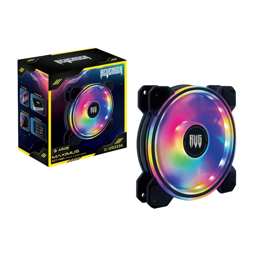 Kit 3 Fans Cooler Para Computador Hub Controlador e Controle Knup KP-VR333K