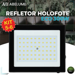 Kit 6 Holofote Refletor Led ECO Pro 300W Luz Fria IP65 | Luz Econômica Para Jardim
