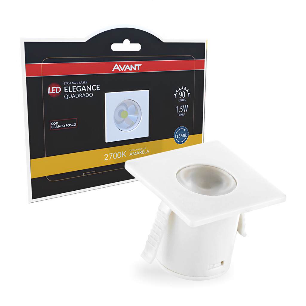 Mini Spot Led Elegance Sobrepor 1,5w 2700k Branco Quente 110v/220v Quadrado Branco Cod: 338165673 Deluxe By Avant - Home & Living